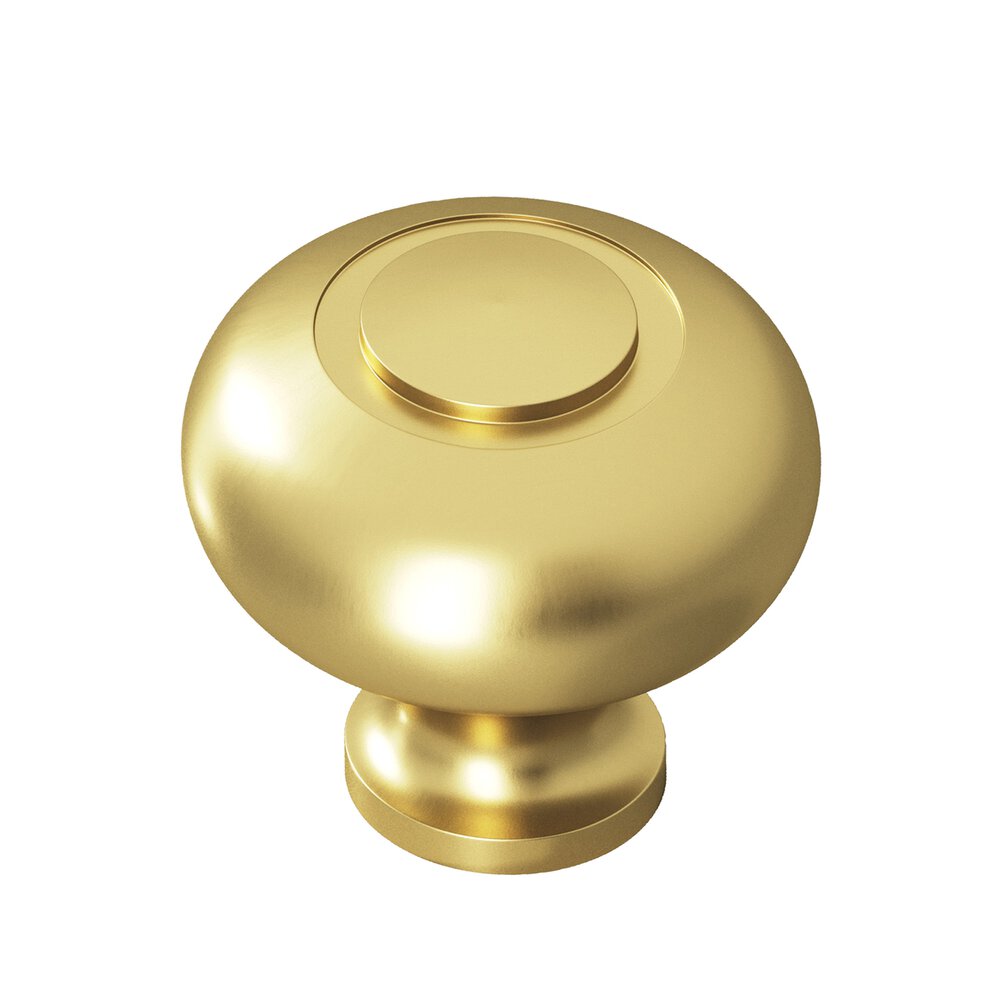 Colonial Bronze 1 1/2" Knob In Matte Satin Brass