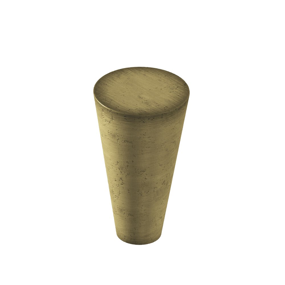 Colonial Bronze 0.5625" Diameter Round Tapered Cabinet Knob In Distressed Antique Brass
