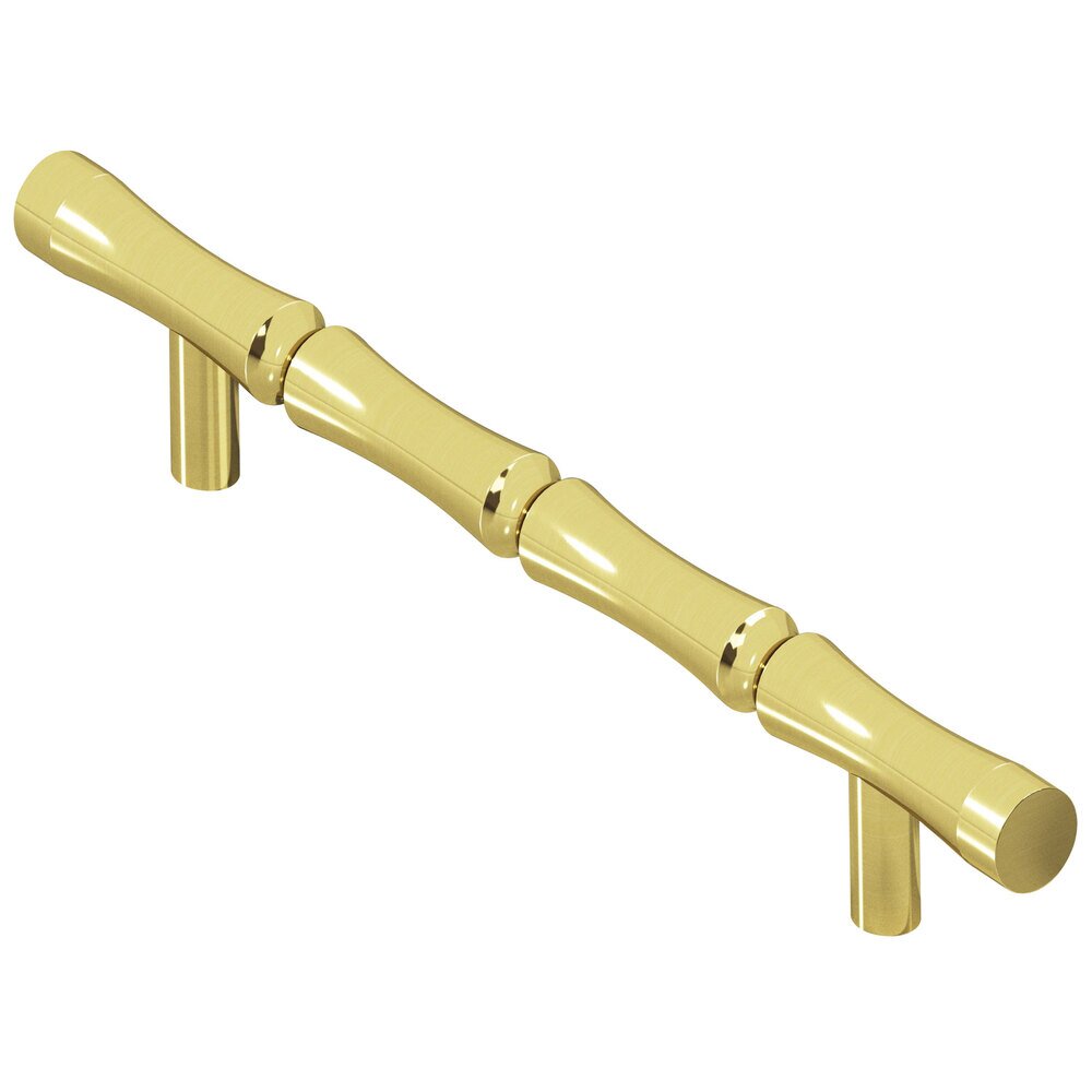 Colonial Bronze 4 1/2" Centers Bamboo Pull in Polished Brass Unlacquered