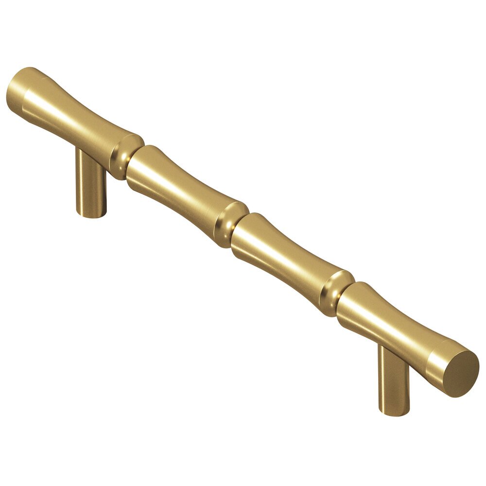 Colonial Bronze 4 1/2" Centers Bamboo Pull in Unlacquered Satin Brass