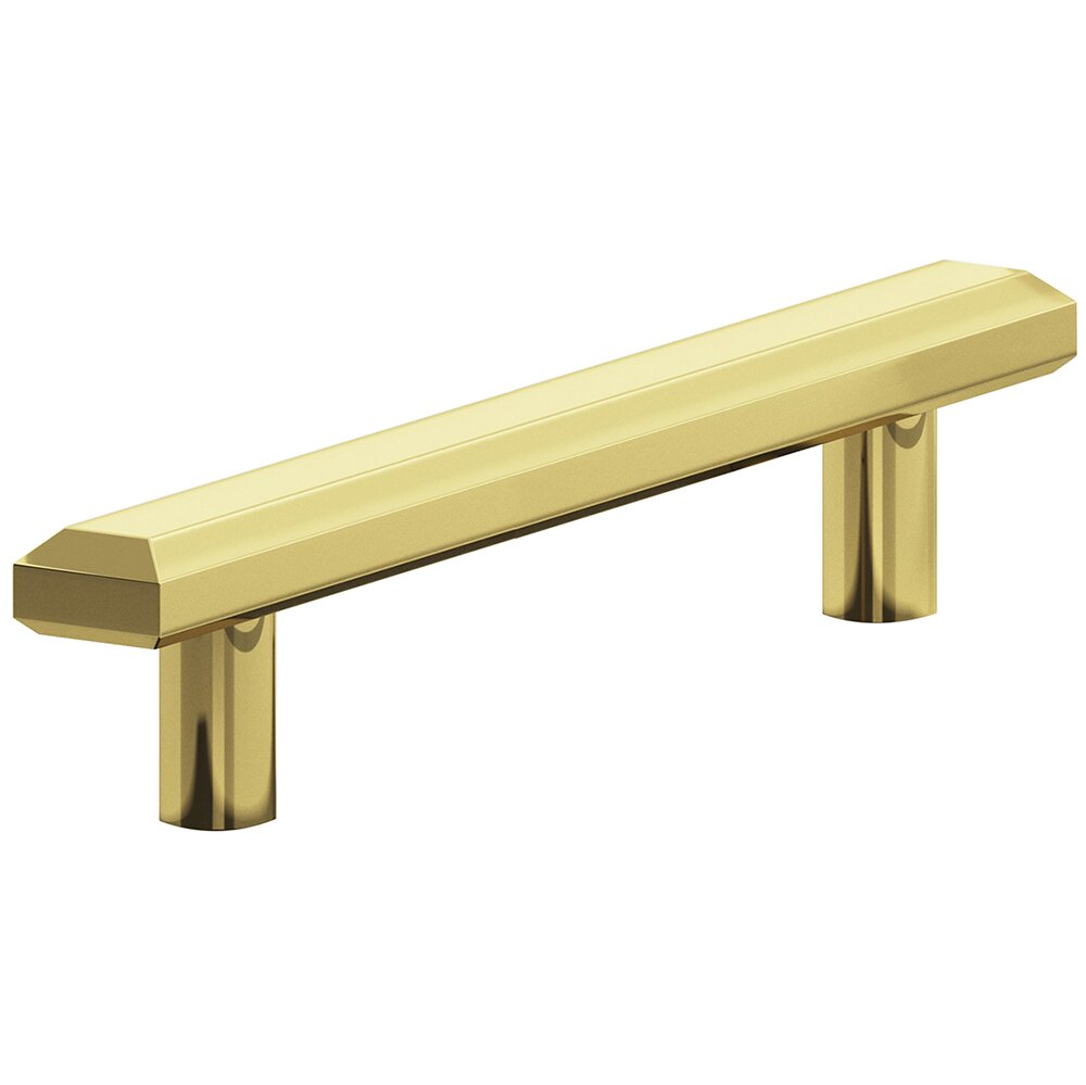 Colonial Bronze 4" Centers Beveled Pull in Polished Brass