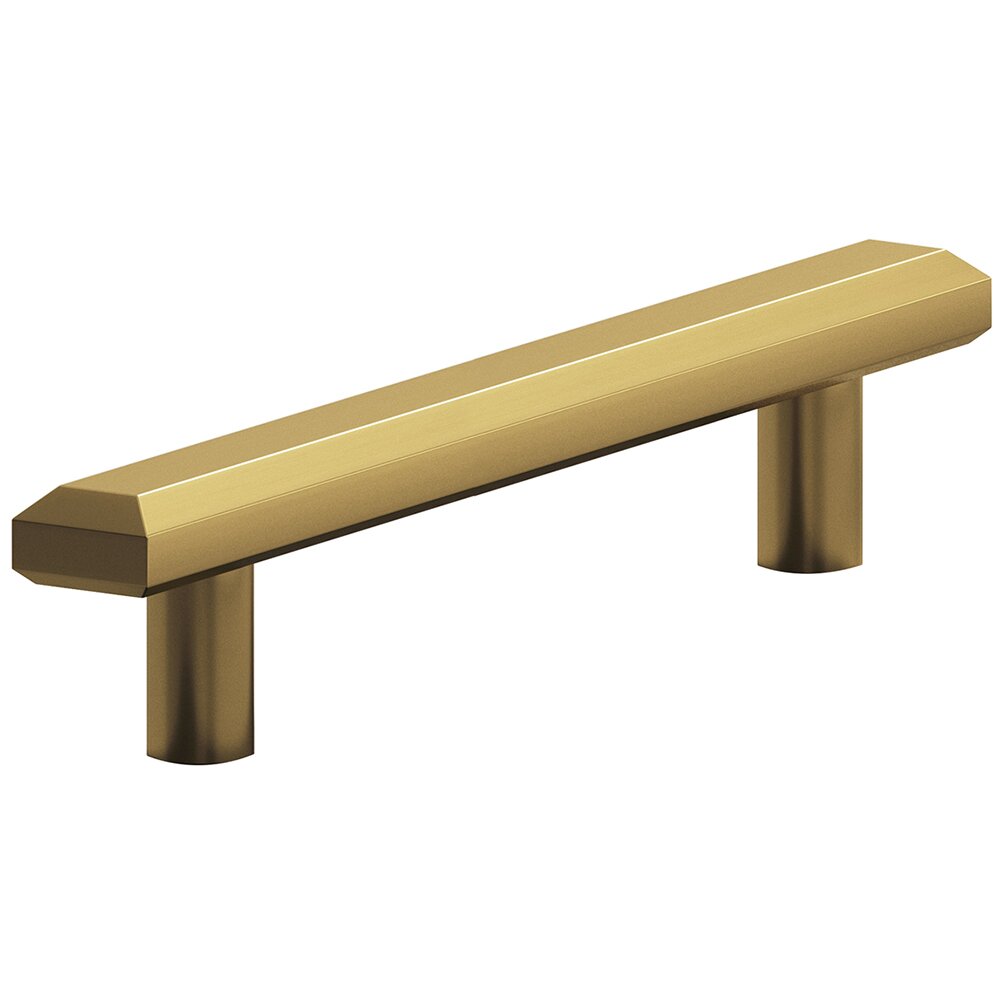 Colonial Bronze 4" Centers Beveled Pull in Unlacquered Satin Brass