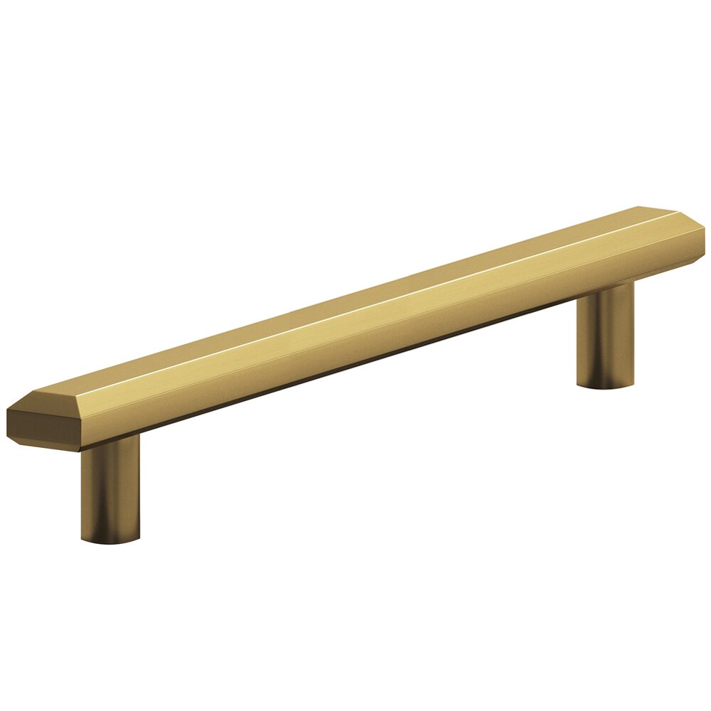 Colonial Bronze 6" Centers Beveled Pull in Unlacquered Satin Brass