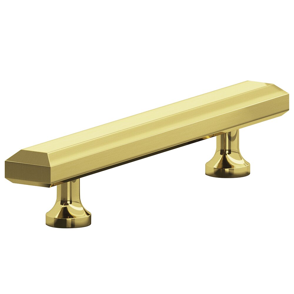 Colonial Bronze 3" Centers Cabinet Pull Hand Finished in Unlacquered Polished Brass