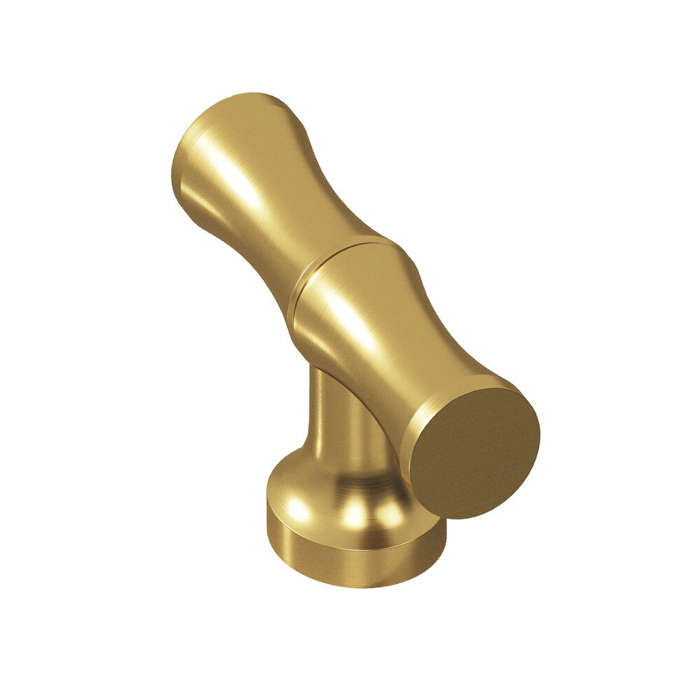 Colonial Bronze 1.75" Long Bamboo T Cabinet Knob With Flared Post In Unlacquered Satin Brass