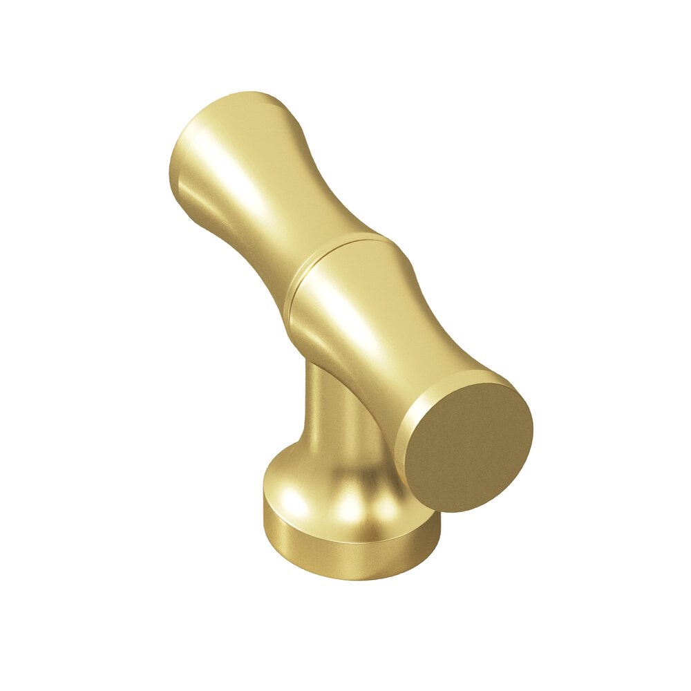 Colonial Bronze 1.75" Long Bamboo T Cabinet Knob With Flared Post In Matte Satin Brass