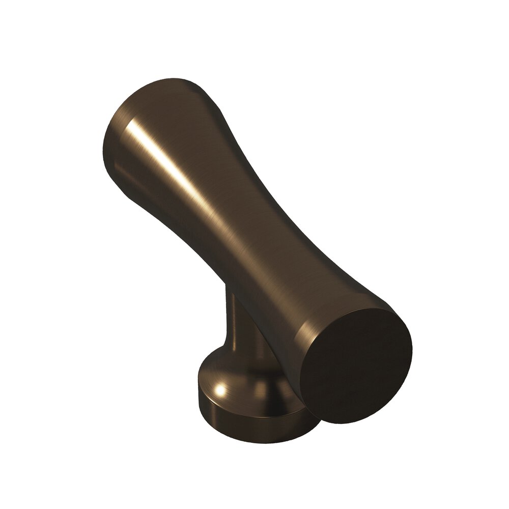 Colonial Bronze 2" Long Hourglass T Cabinet Knob With Flared Post In Unlacquered Oil Rubbed Bronze