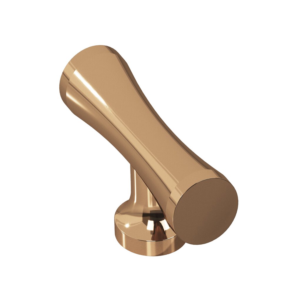 Colonial Bronze 2" Long Hourglass T Cabinet Knob With Flared Post In Polished Bronze