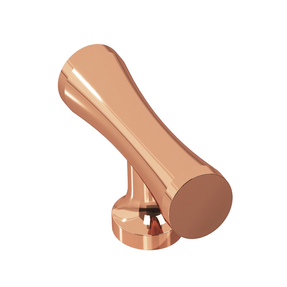 Colonial Bronze 2" Long Hourglass T Cabinet Knob With Flared Post In Polished Copper