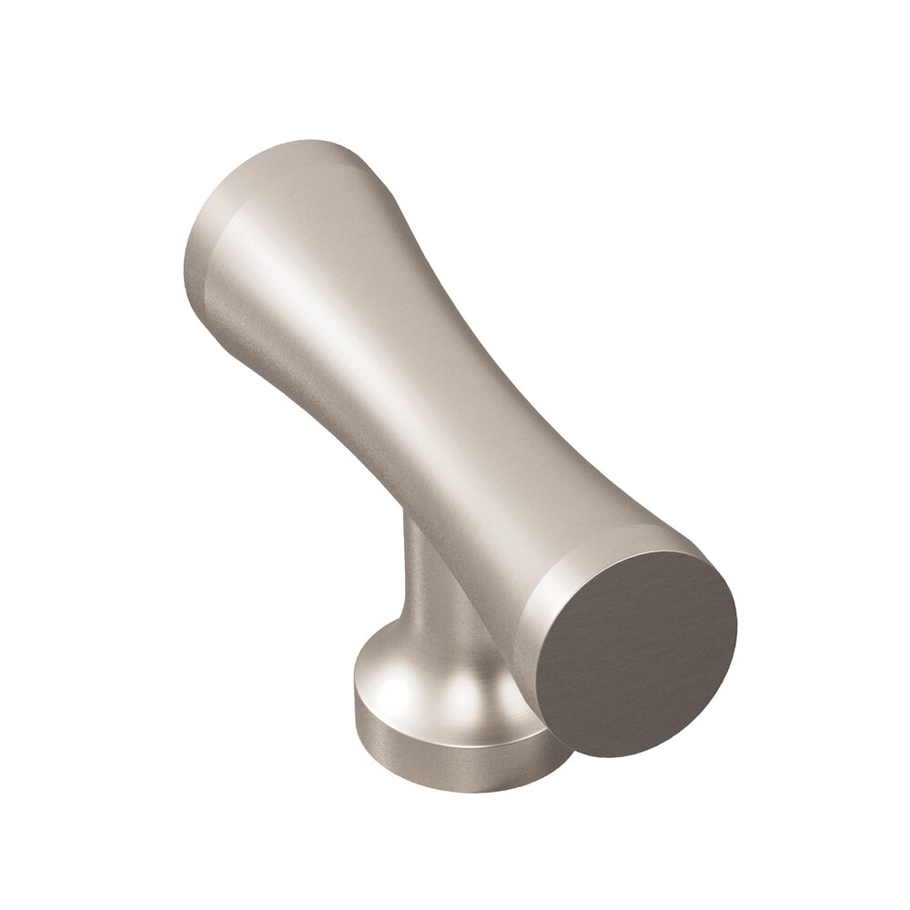 Colonial Bronze 2" Long Hourglass T Cabinet Knob With Flared Post In Matte Satin Nickel