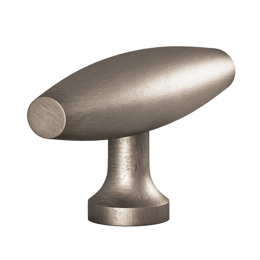 Colonial Bronze 2" Long Cigar T Cabinet Knob With Flared Post In Distressed Pewter