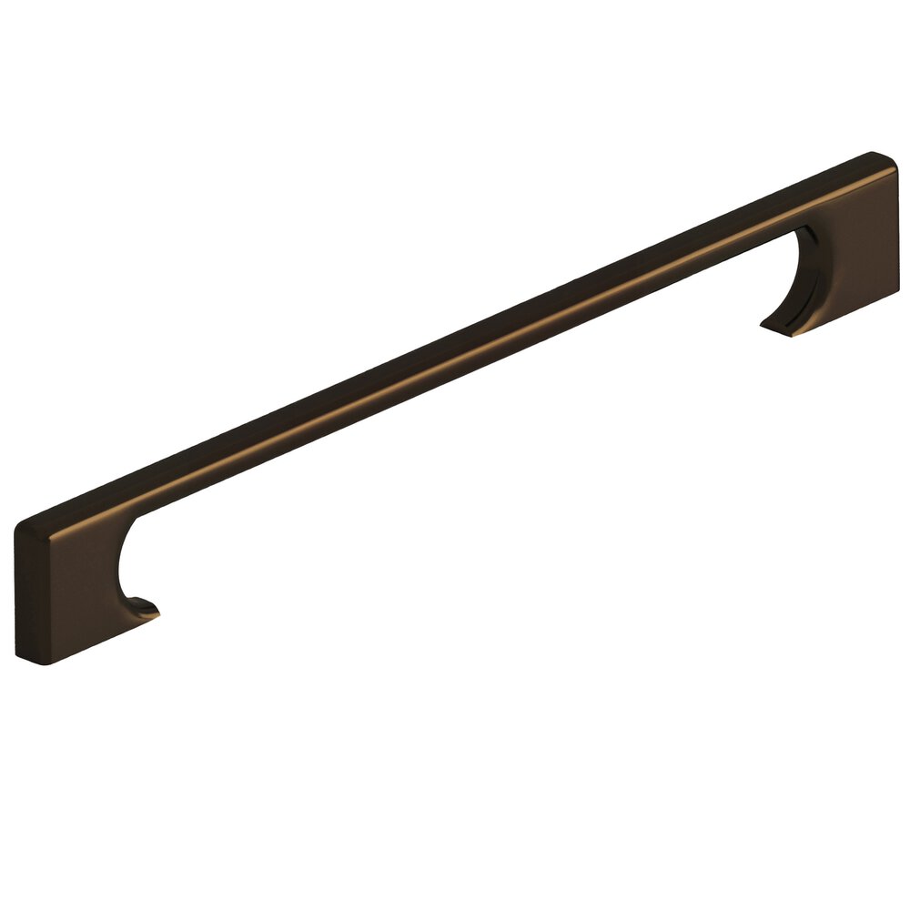 Colonial Bronze 10" Centers Rectangular Cabinet Pull With Radiused Edges And Rectangular Scalloped Legs In Unlacquered Oil Rubbed Bronze