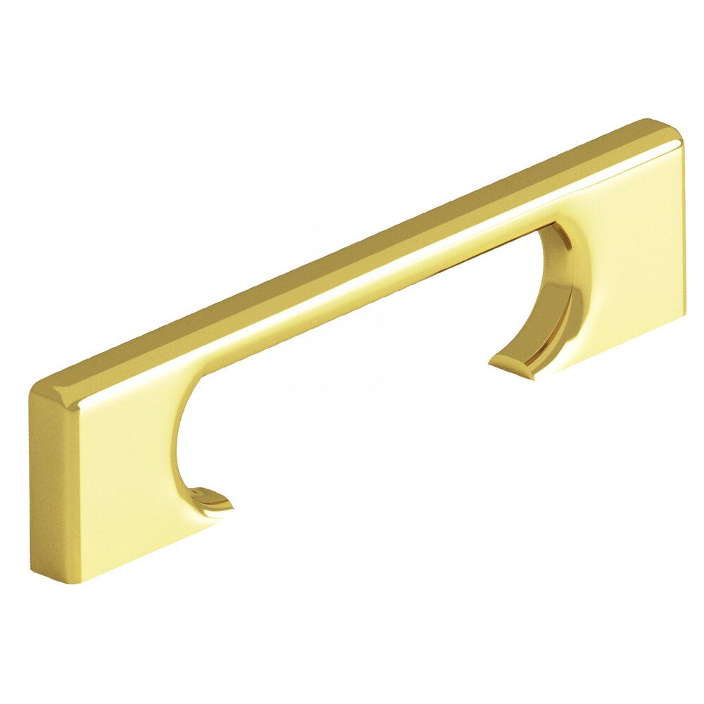 Colonial Bronze 4" Centers Rectangular Cabinet Pull With Radiused Edges And Rectangular Scalloped Legs In French Gold
