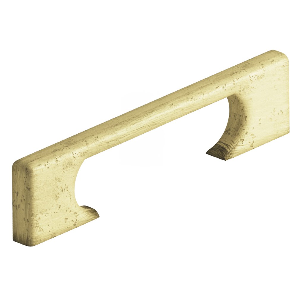 Colonial Bronze 4" Centers Rectangular Cabinet Pull With Radiused Edges And Rectangular Scalloped Legs In Distressed Antique Brass