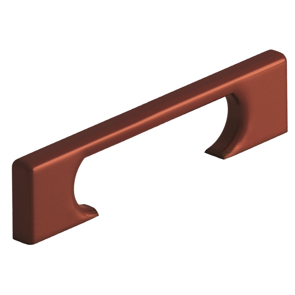 Colonial Bronze 4" Centers Rectangular Cabinet Pull With Radiused Edges And Rectangular Scalloped Legs In Matte Antique Copper