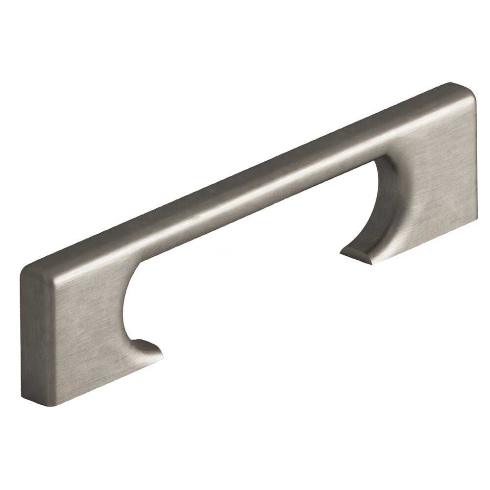 Colonial Bronze 4" Centers Rectangular Cabinet Pull With Radiused Edges And Rectangular Scalloped Legs In Matte Pewter