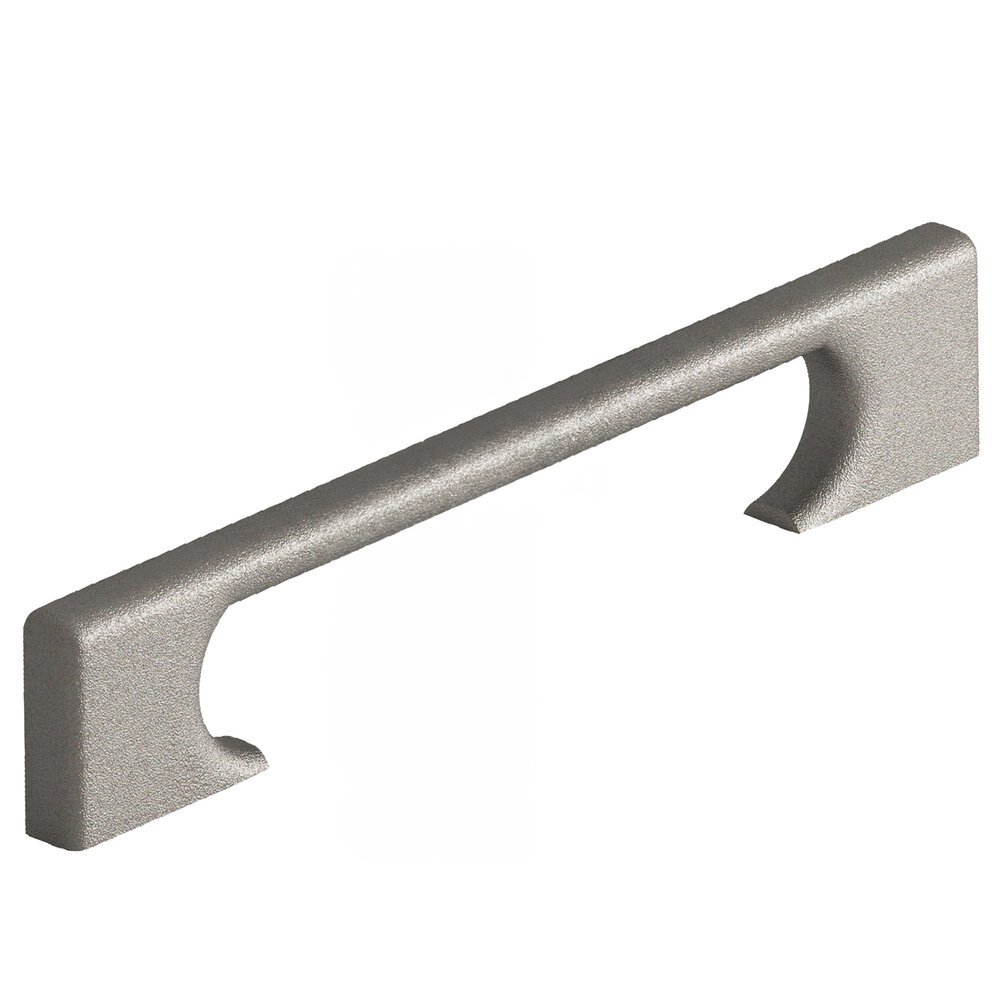 Colonial Bronze 5" Centers Rectangular Cabinet Pull With Radiused Edges And Rectangular Scalloped Legs In Frost Nickel