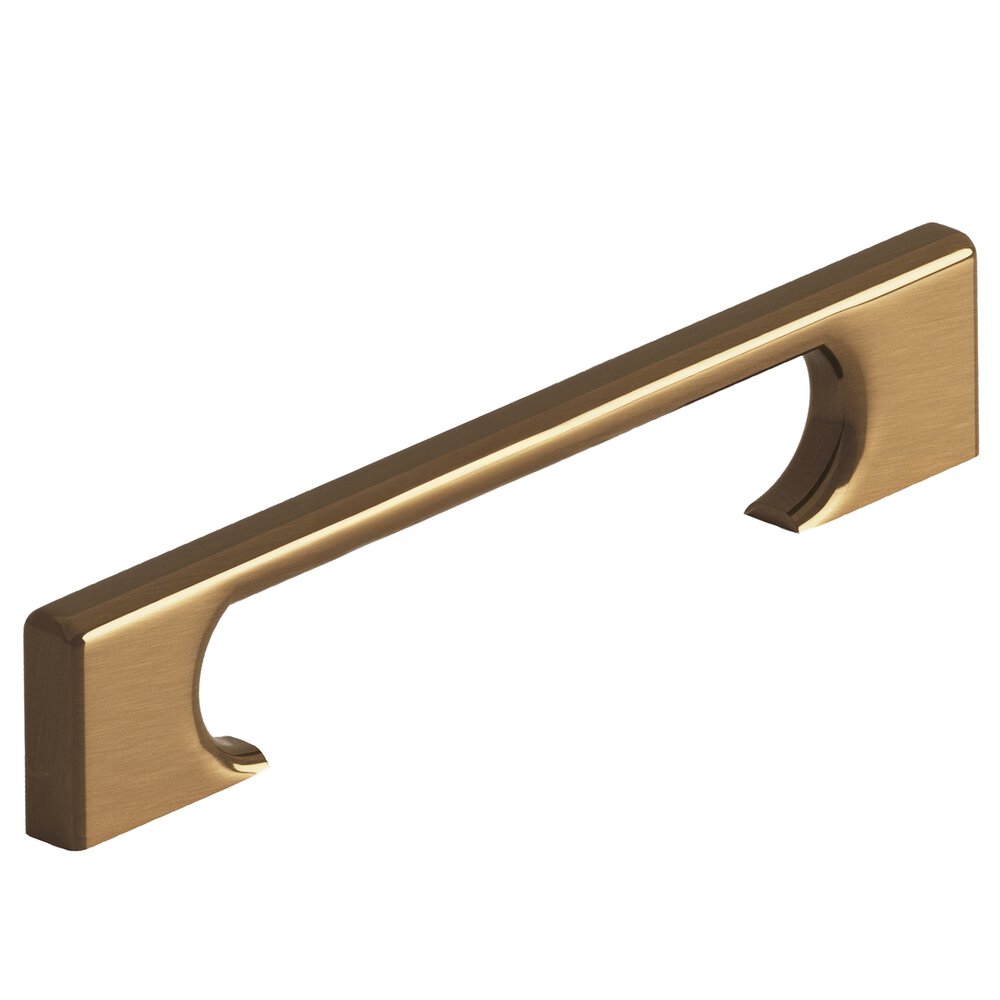 Colonial Bronze 5" Centers Rectangular Cabinet Pull With Radiused Edges And Rectangular Scalloped Legs In Light Statuary Bronze