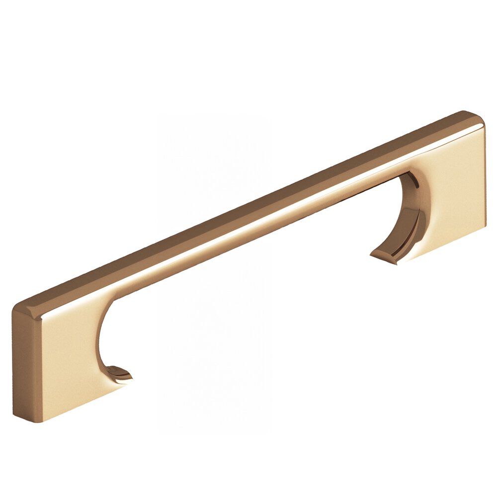 Colonial Bronze 5" Centers Rectangular Cabinet Pull With Radiused Edges And Rectangular Scalloped Legs In Polished Bronze