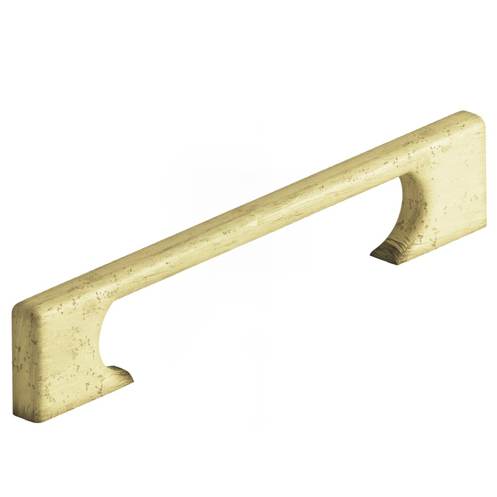 Colonial Bronze 5" Centers Rectangular Cabinet Pull With Radiused Edges And Rectangular Scalloped Legs In Distressed Antique Brass