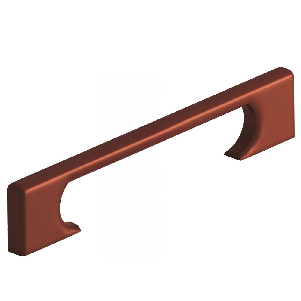 Colonial Bronze 5" Centers Rectangular Cabinet Pull With Radiused Edges And Rectangular Scalloped Legs In Matte Antique Copper