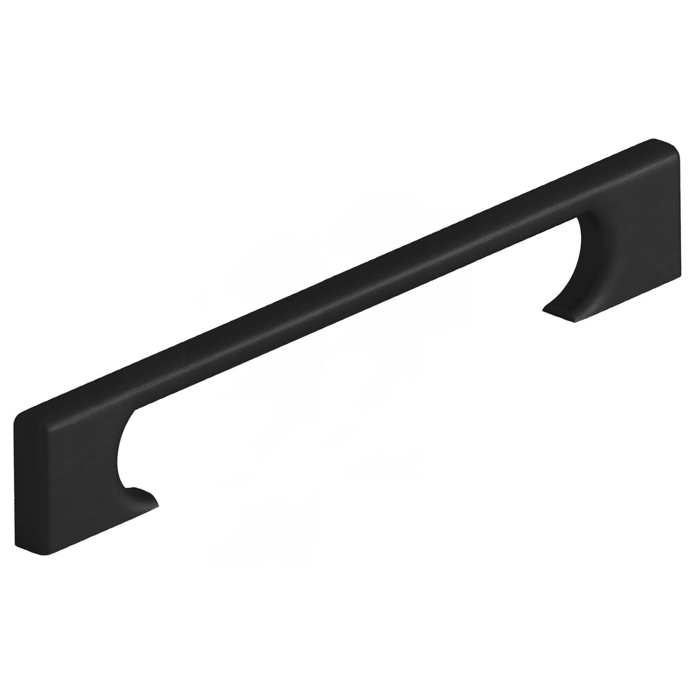 Colonial Bronze 6" Centers Rectangular Cabinet Pull With Radiused Edges And Rectangular Scalloped Legs In Matte Satin Black
