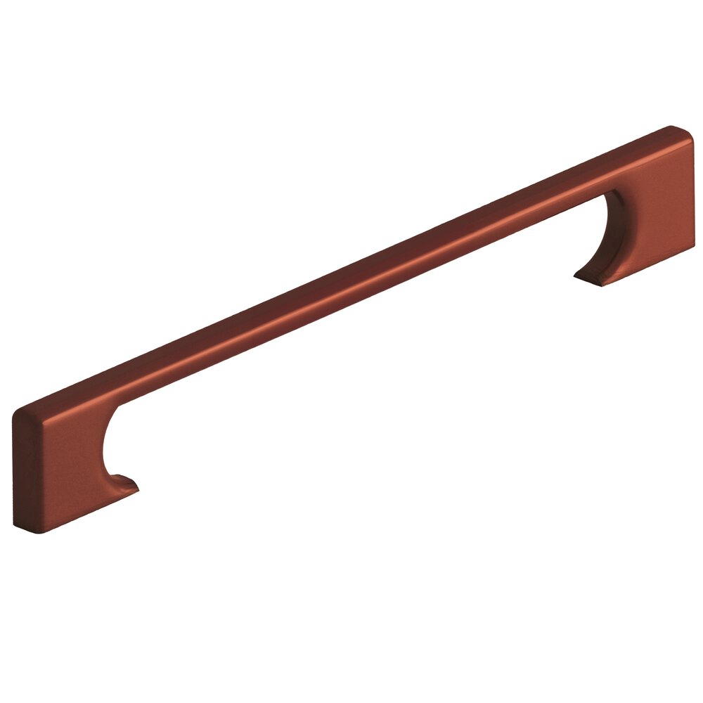 Colonial Bronze 8" Centers Rectangular Cabinet Pull With Radiused Edges And Rectangular Scalloped Legs In Matte Antique Copper