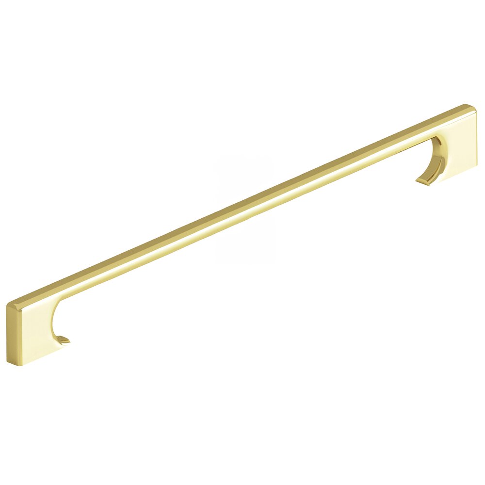 Colonial Bronze 12" Centers Rectangular Appliance/Oversized Pull With Radiused Edges And Rectangular Scalloped Legs In Polished Brass