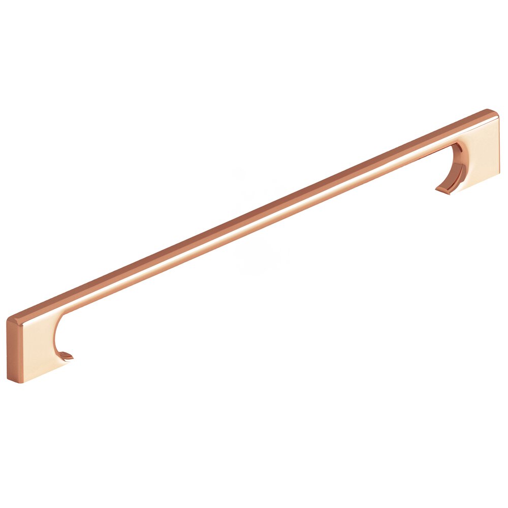 Colonial Bronze 12" Centers Rectangular Appliance/Oversized Pull With Radiused Edges And Rectangular Scalloped Legs In Polished Copper