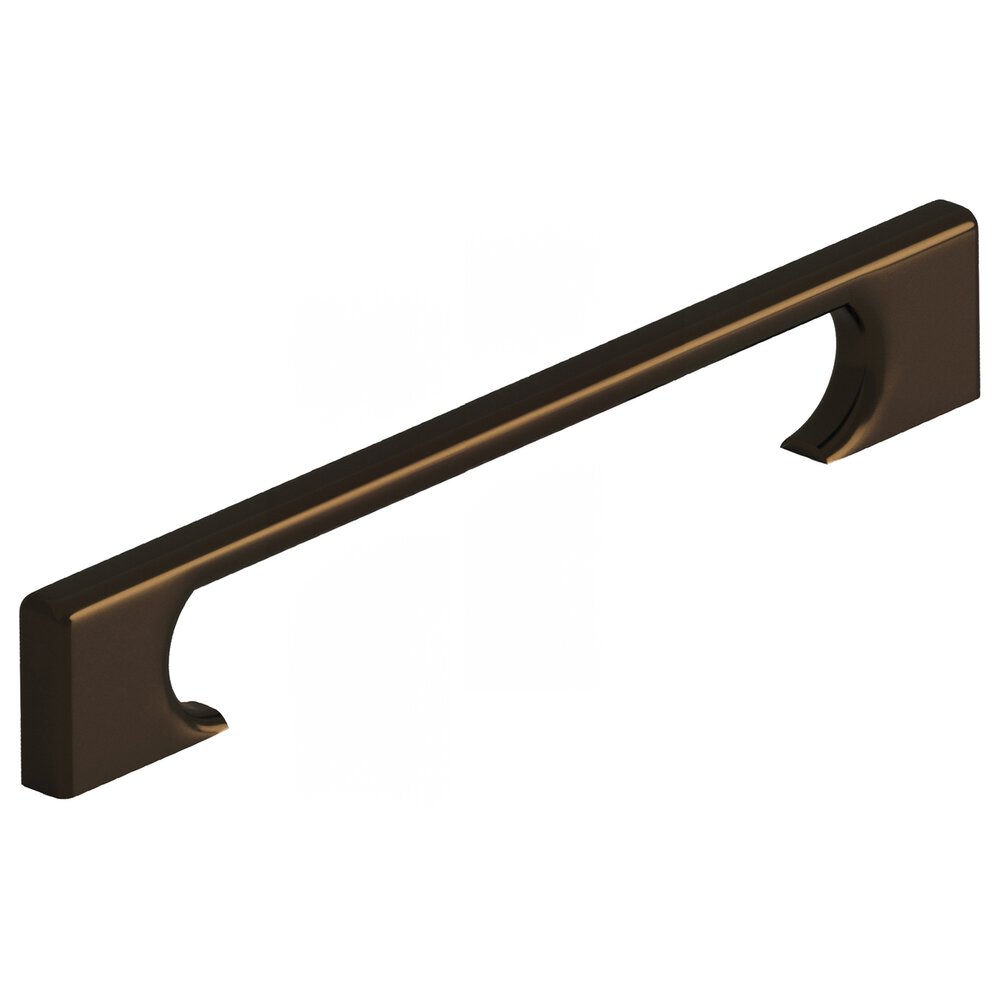 Colonial Bronze 6" Centers Rectangular Cabinet Pull With Radiused Edges And Rectangular Scalloped Legs In Unlacquered Oil Rubbed Bronze