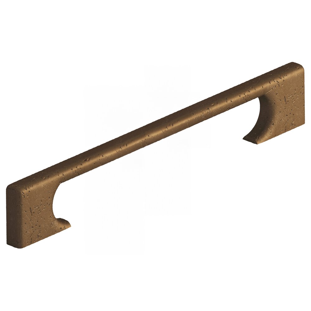 Colonial Bronze 6" Centers Rectangular Cabinet Pull With Radiused Edges And Rectangular Scalloped Legs In Distressed Light Statuary Bronze