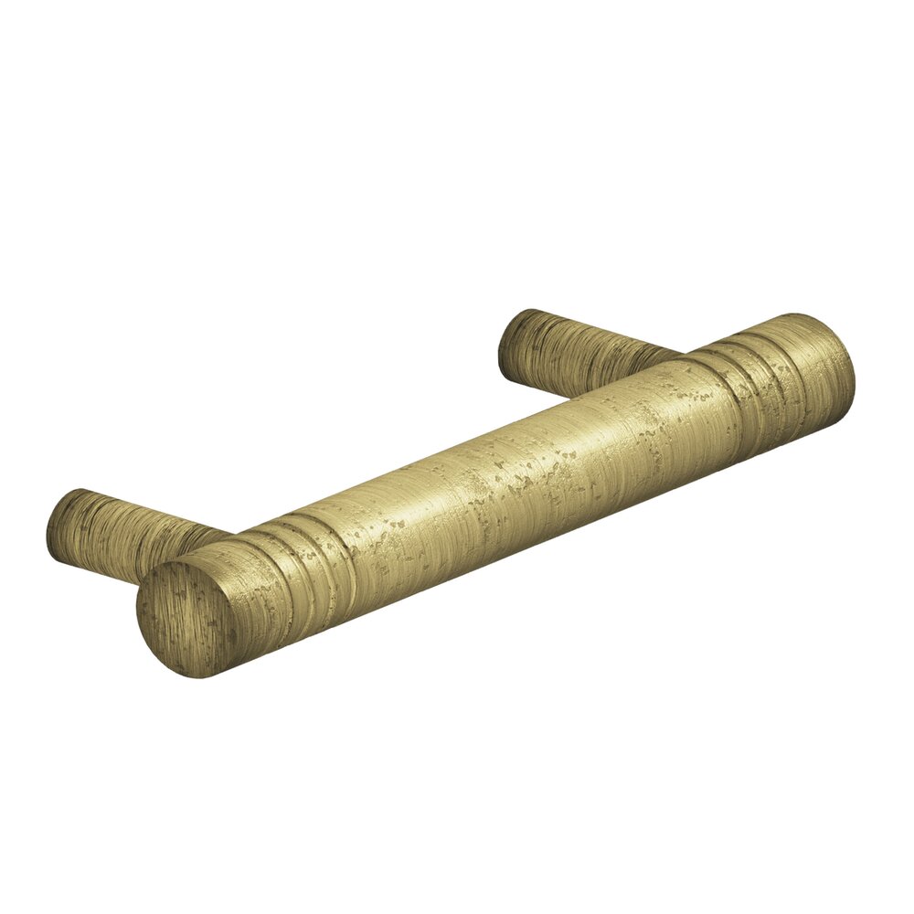Colonial Bronze 3" Centers Ringed Pull in Distressed Antique Brass