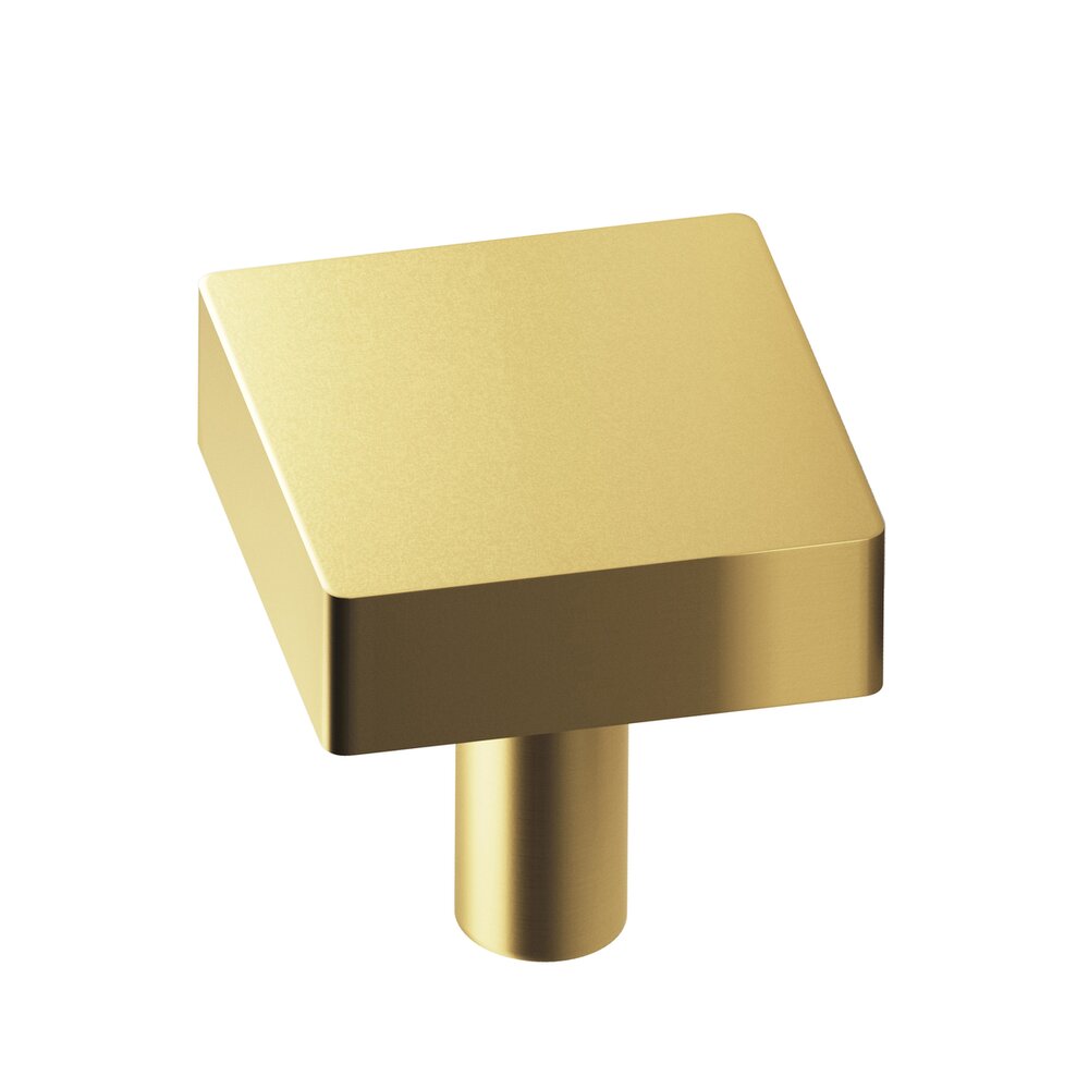 Colonial Bronze 1 1/2" Square Knob/Shank in Unlacquered Satin Brass