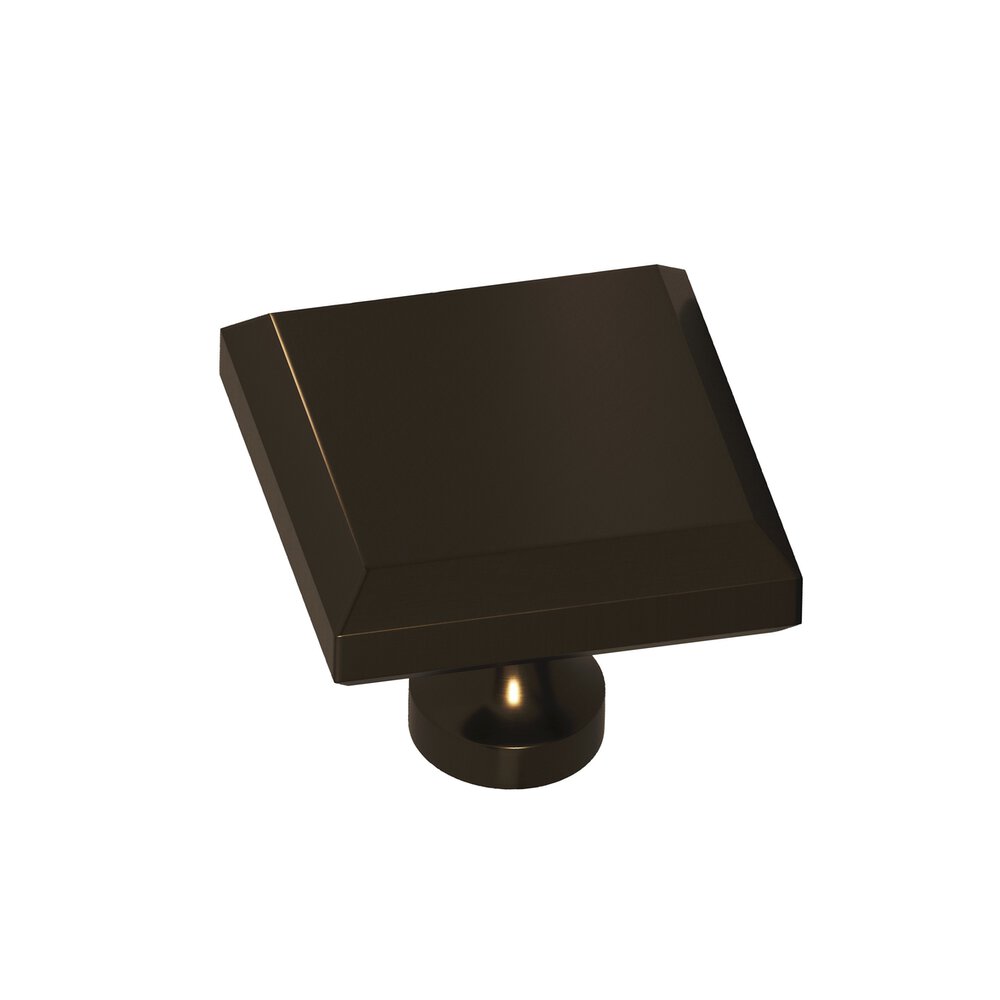 Colonial Bronze 1.25" Square Beveled Cabinet Knob With Flared Post In Unlacquered Oil Rubbed Bronze