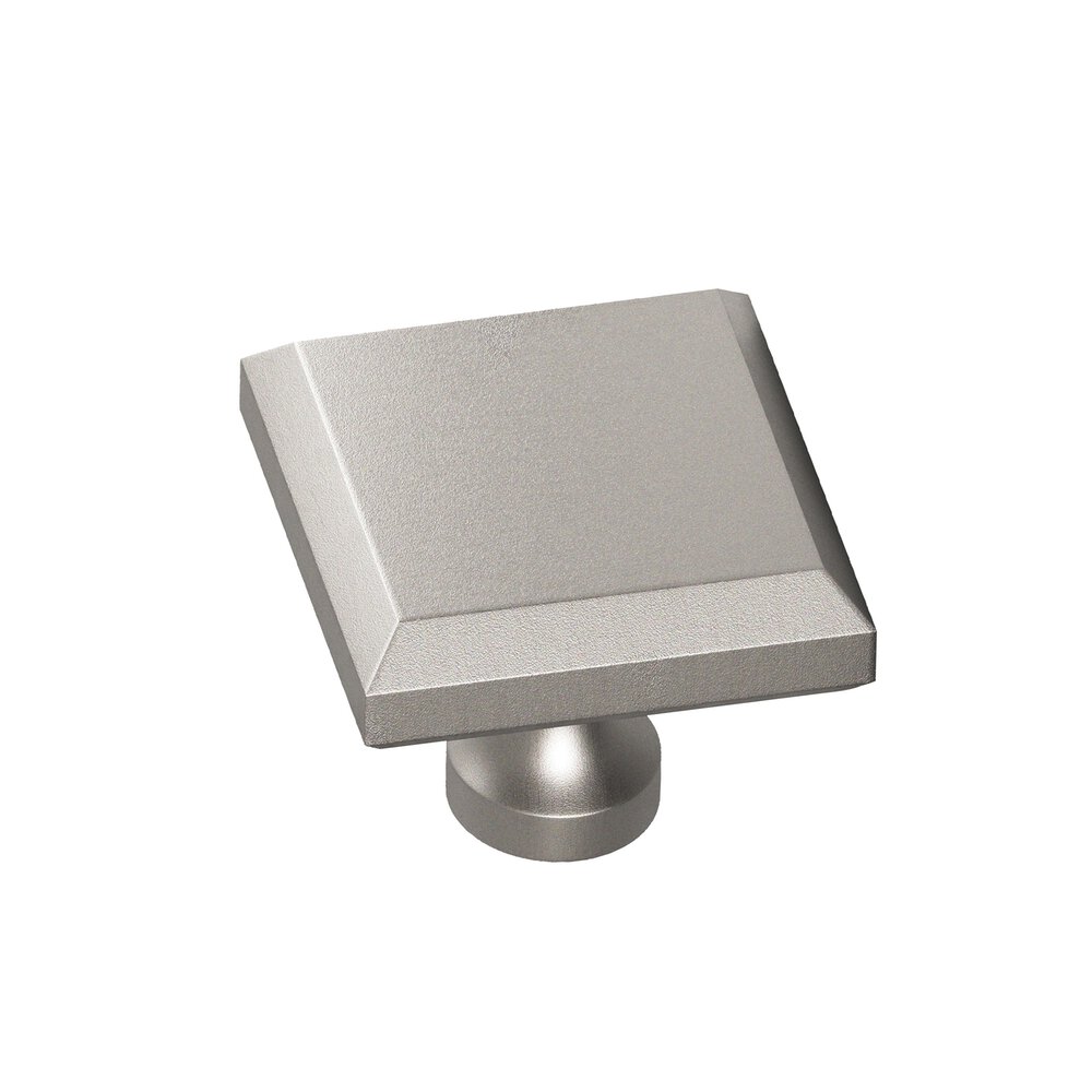 Colonial Bronze 1.25" Square Beveled Cabinet Knob With Flared Post In Frost Nickel™