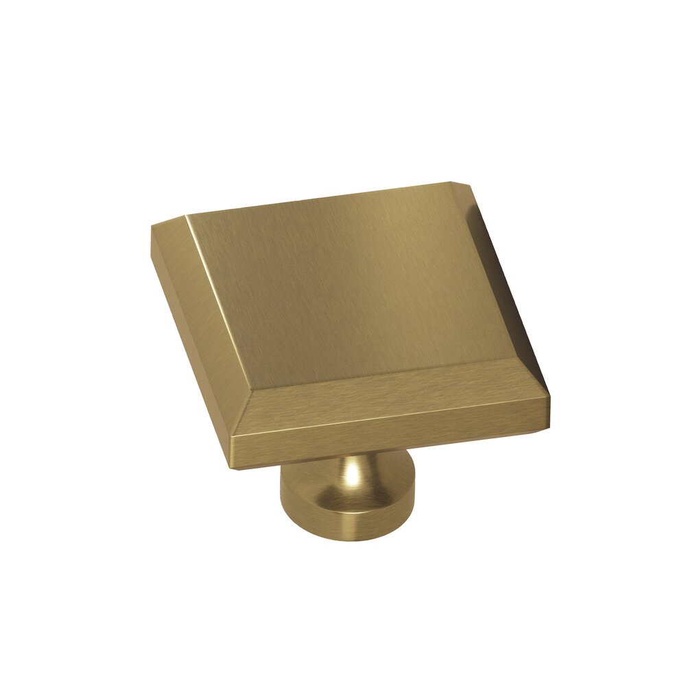 Colonial Bronze 1.25" Square Beveled Cabinet Knob With Flared Post In Antique Brass