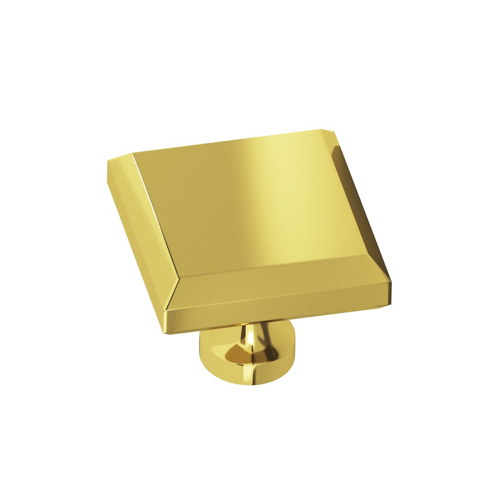 Colonial Bronze 1.25" Square Beveled Cabinet Knob With Flared Post In French Gold