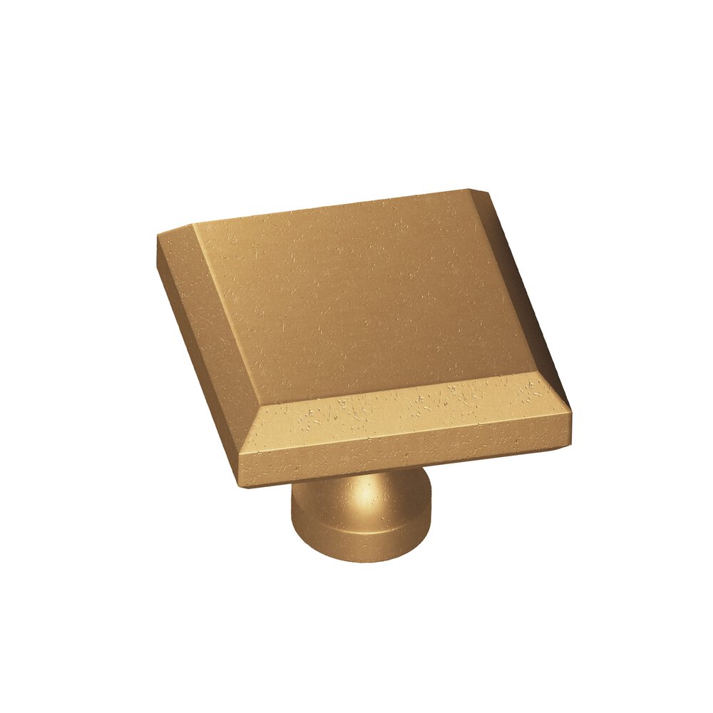 Colonial Bronze 1.25" Square Beveled Cabinet Knob With Flared Post In Distressed Light Statuary Bronze