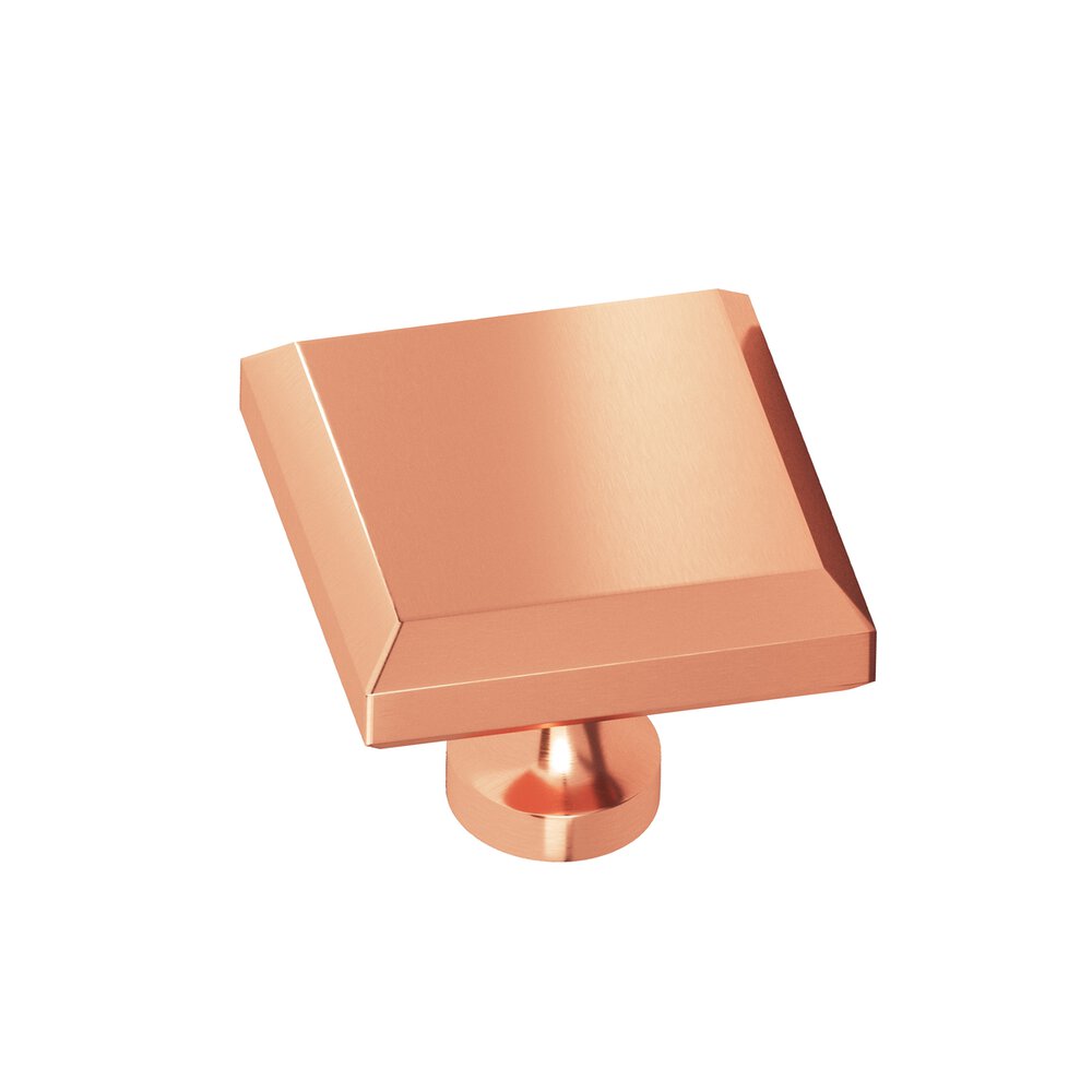 Colonial Bronze 1.25" Square Beveled Cabinet Knob With Flared Post In Satin Copper