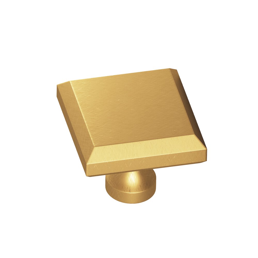 Colonial Bronze 1.25" Square Beveled Cabinet Knob With Flared Post In Weathered Brass