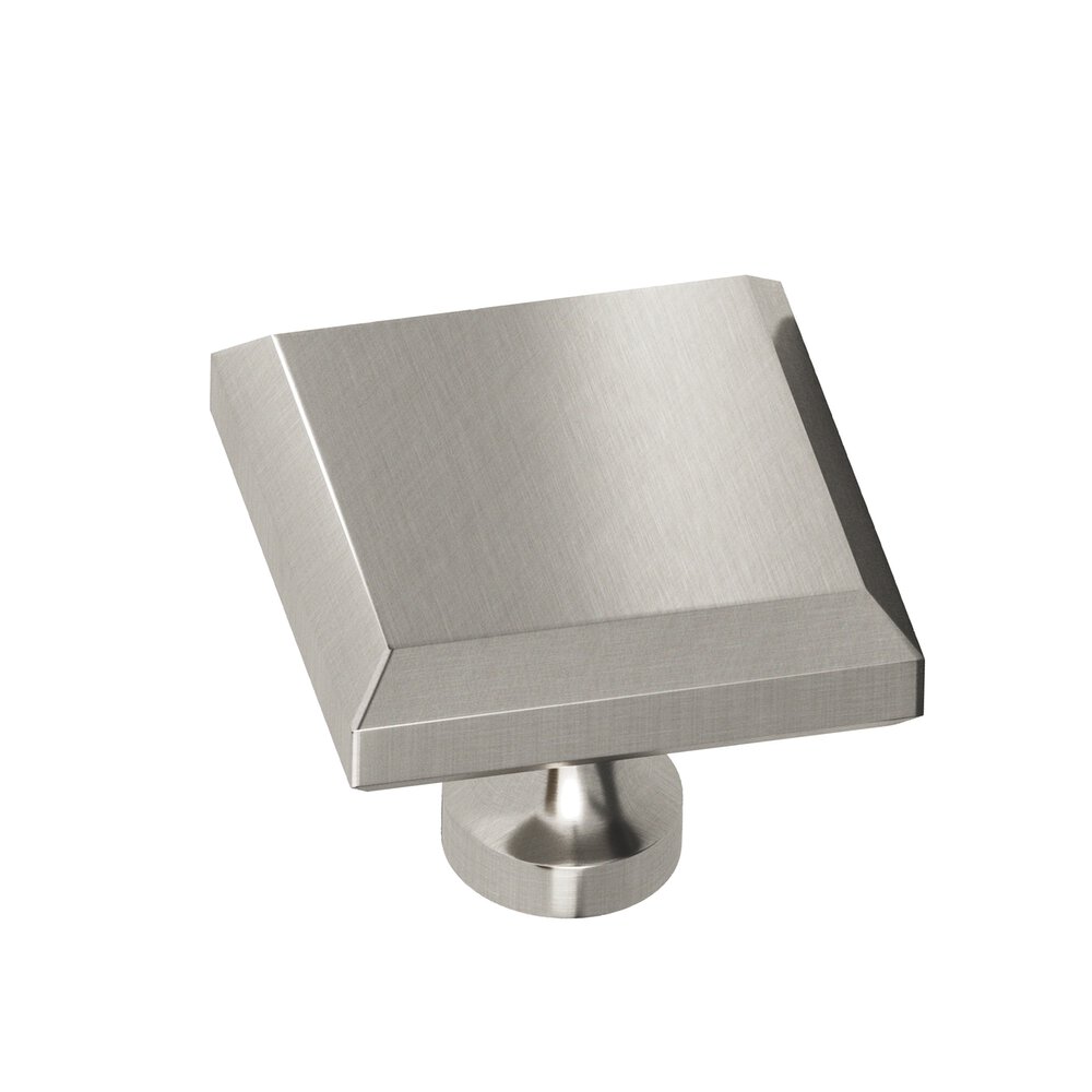 Colonial Bronze 1.5" Square Beveled Cabinet Knob With Flared Post In Satin Nickel