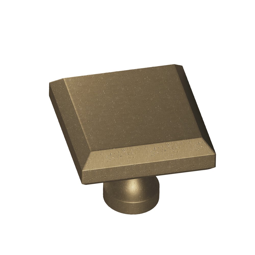 Colonial Bronze 1.5" Square Beveled Cabinet Knob With Flared Post In Distressed Oil Rubbed Bronze