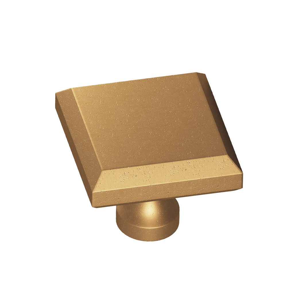 Colonial Bronze 1.5" Square Beveled Cabinet Knob With Flared Post In Distressed Light Statuary Bronze
