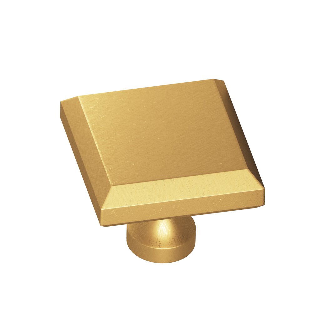 Colonial Bronze 1.5" Square Beveled Cabinet Knob With Flared Post In Weathered Brass