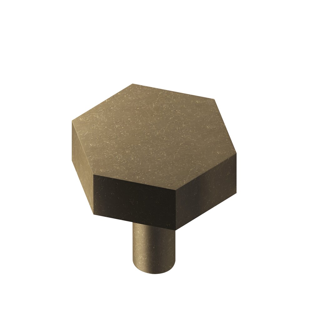 Colonial Bronze 1" Diameter Hexagon Knob/Straight Shank in Distressed Oil Rubbed Bronze