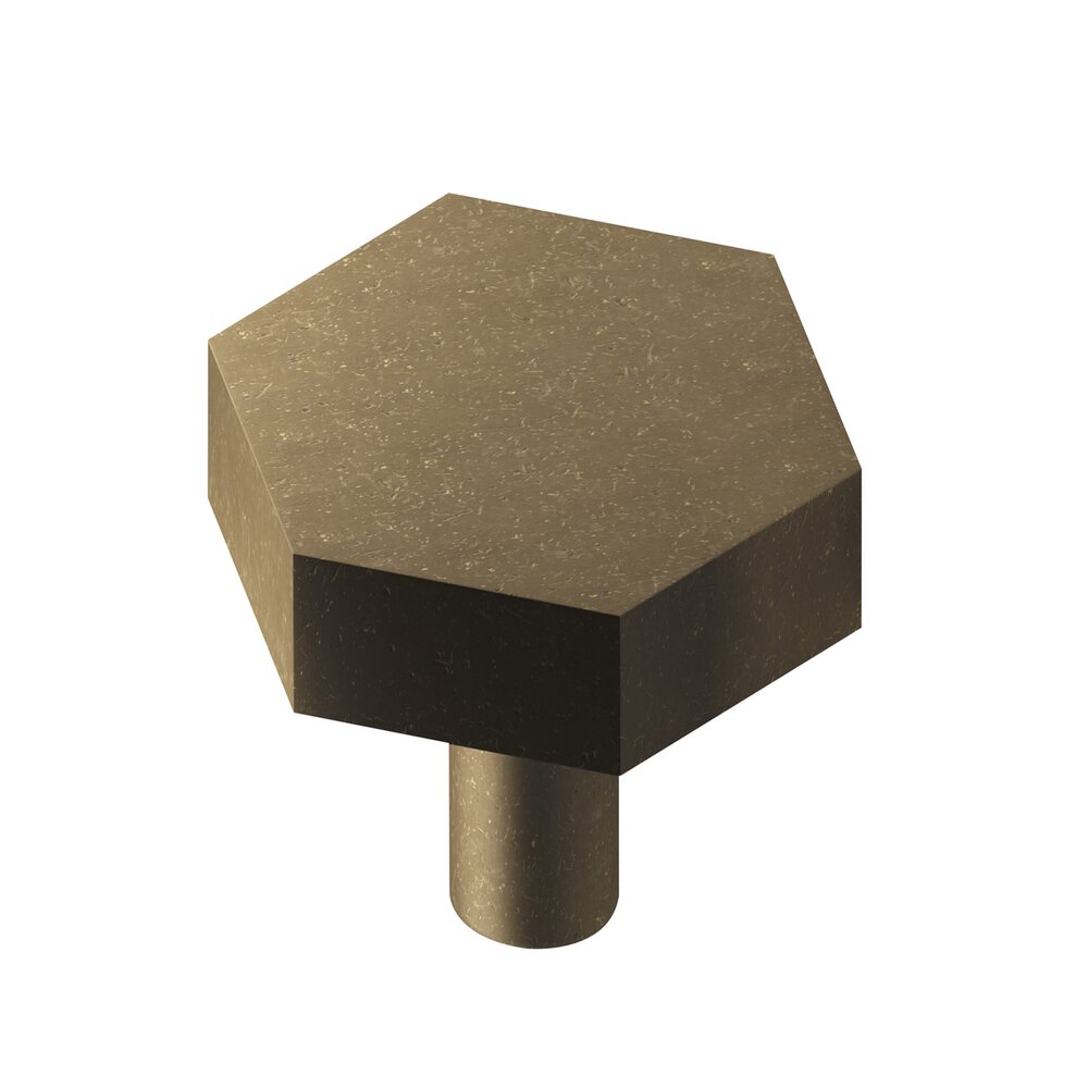 Colonial Bronze 1 1/2" Diameter Hexagon Knob/Straight Shank in Distressed Oil Rubbed Bronze