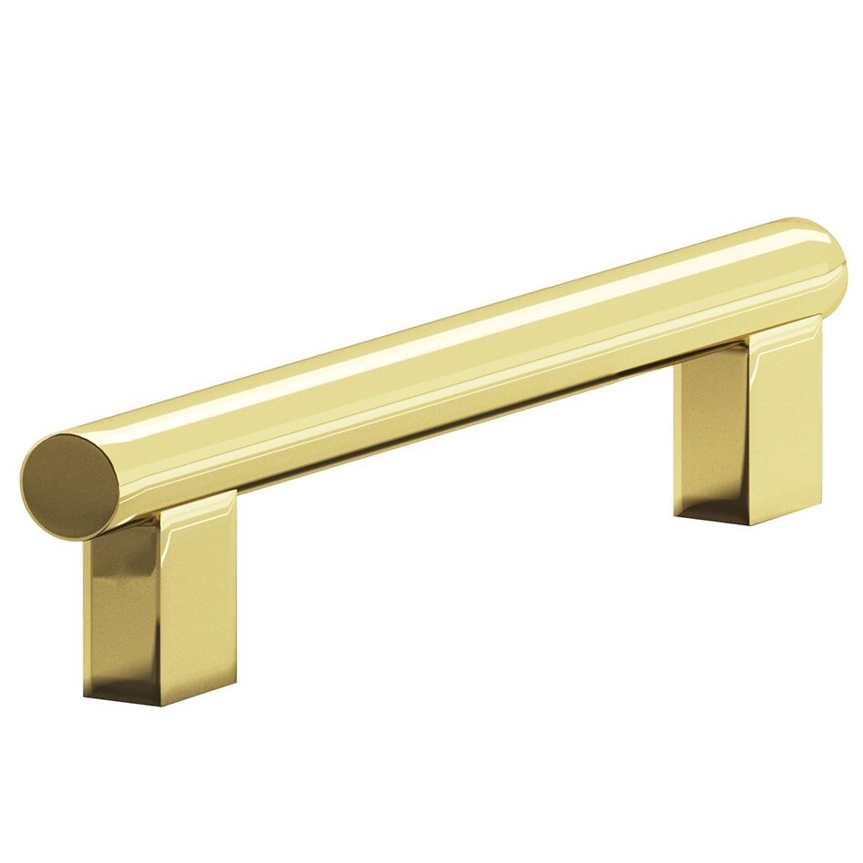 Colonial Bronze 3" Centers Rectangular Post Bar Pull in Polished Brass