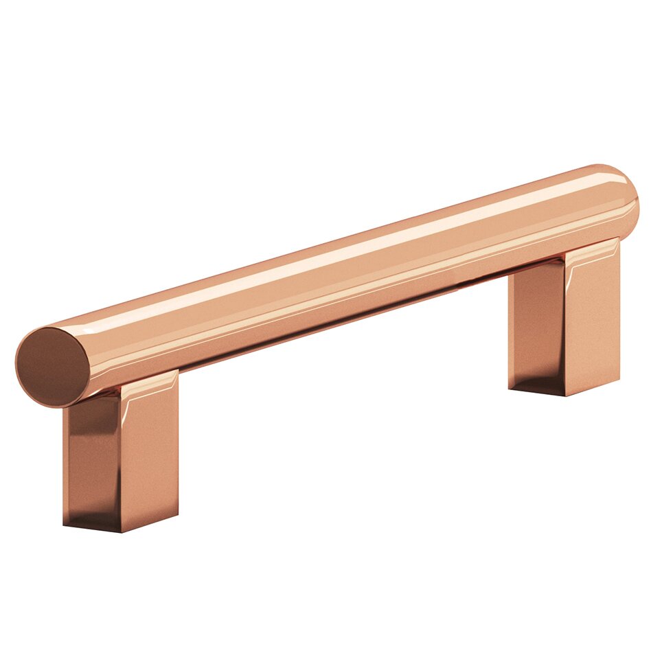 Colonial Bronze 3" Centers Rectangular Post Bar Pull in Polished Copper