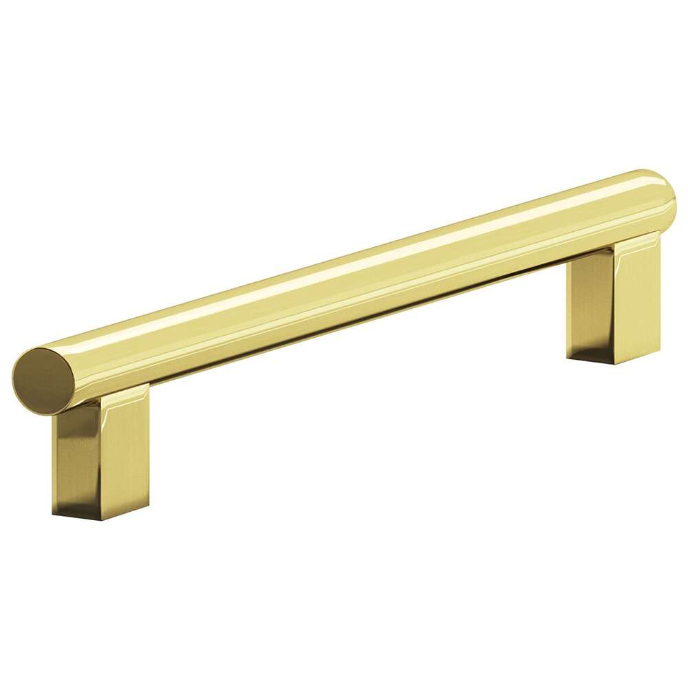 Colonial Bronze 6" Centers Rectangular Post Bar Pull in Polished Brass Unlacquered