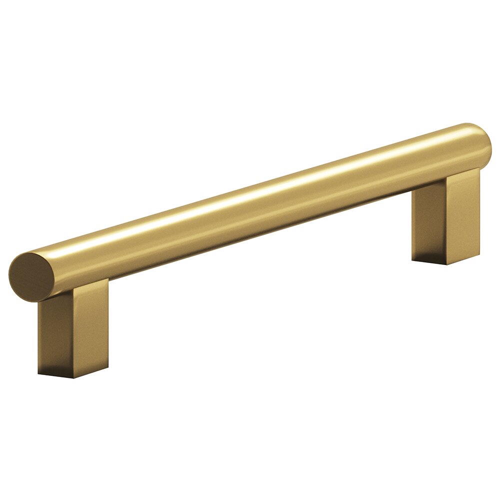 Colonial Bronze 6" Centers Rectangular Post Bar Pull in Unlacquered Satin Brass